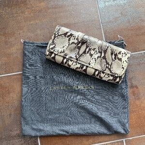 Lauren Merkin leather snakeskin print clutch